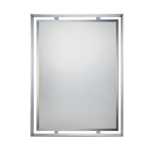 Quoizel Ritz 26 x 34in Rectangular Wall Mirror | Polished Chrome Steel Frame, Beveled Glass | Entryway & Bathroom Vanity | Model UPRZ53426C