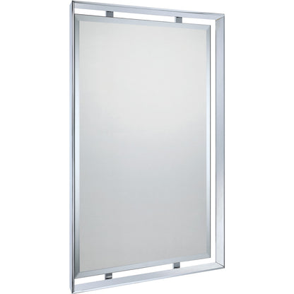 Quoizel Ritz 26 x 34in Rectangular Wall Mirror | Polished Chrome Steel Frame, Beveled Glass | Entryway & Bathroom Vanity | Model UPRZ53426C