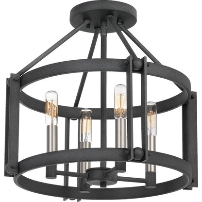 Quoizel Victor 4 Light Semi-Flush Mount, Mottled Black