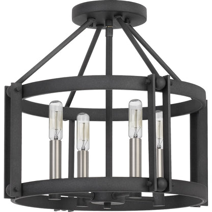 Quoizel Victor 4 Light Semi-Flush Mount, Mottled Black