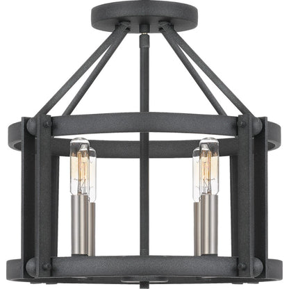 Quoizel Victor 4 Light Semi-Flush Mount, Mottled Black