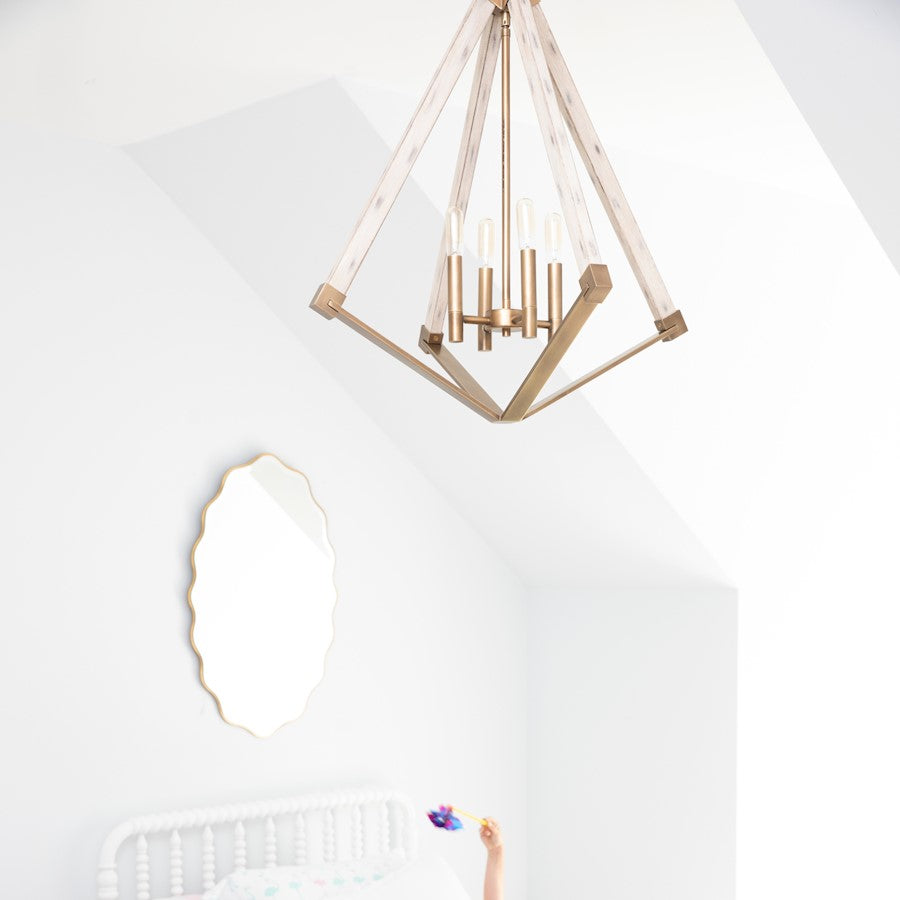 Quoizel 4 Light View Point Foyer Piece, Weathered Brass