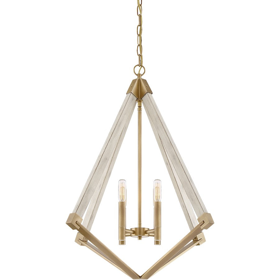 Quoizel 4 Light View Point Foyer Piece, Weathered Brass