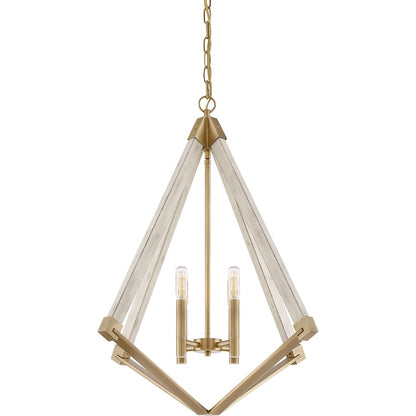 Quoizel 4 Light View Point Foyer Piece, Weathered Brass