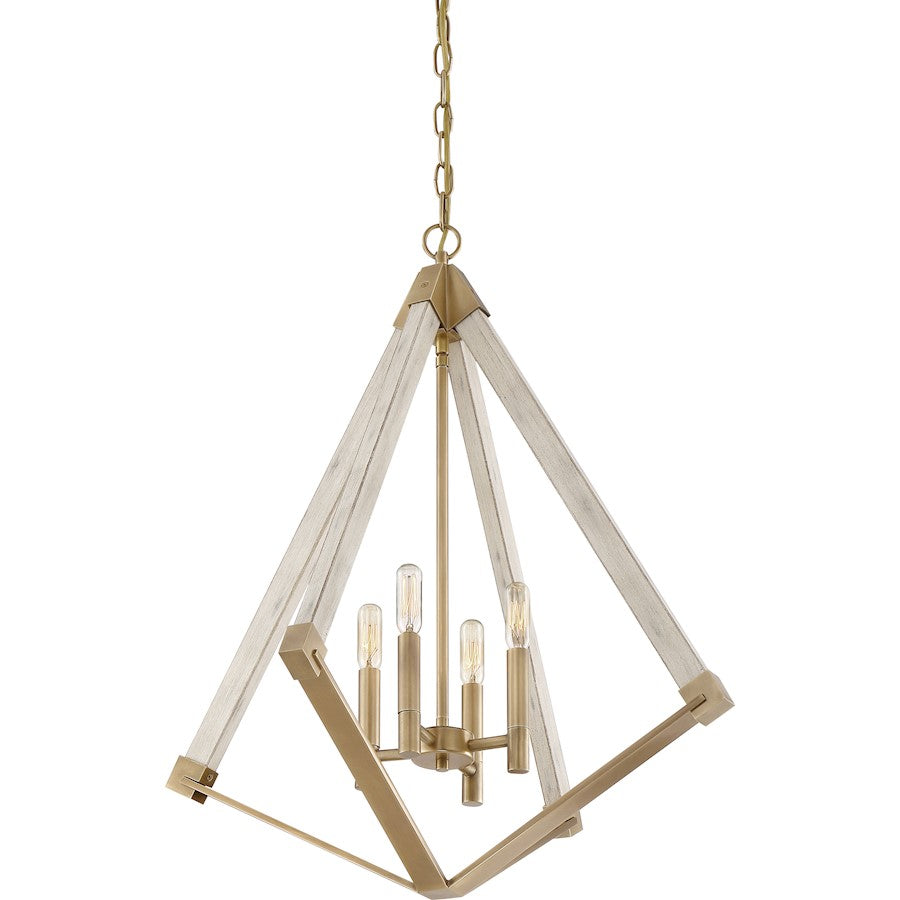 Quoizel 4 Light View Point Foyer Piece, Weathered Brass