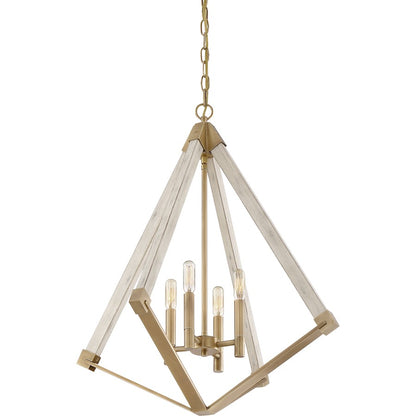 Quoizel 4 Light View Point Foyer Piece, Weathered Brass