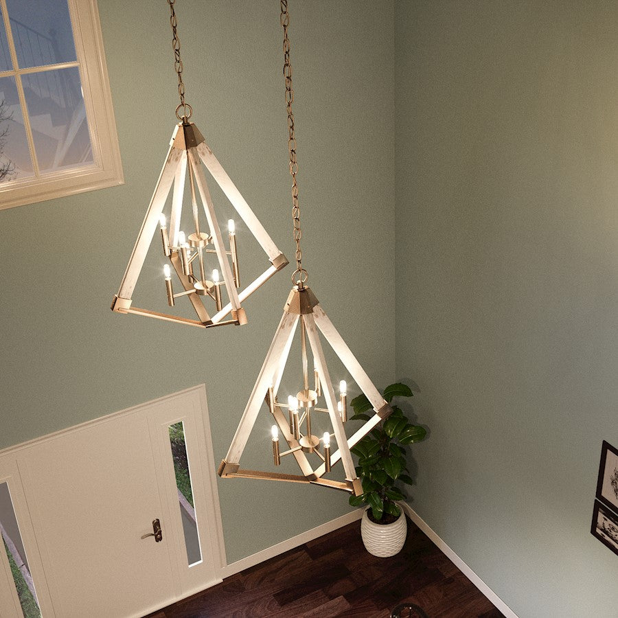 Quoizel 8 Light View Point Foyer Piece, Weathered Brass