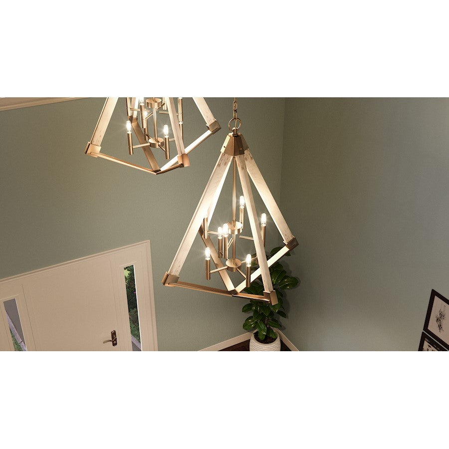 Quoizel 8 Light View Point Foyer Piece, Weathered Brass