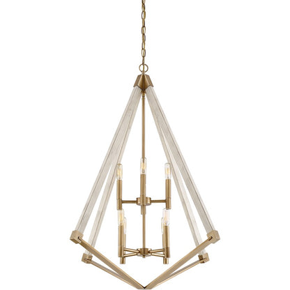 Quoizel 8 Light View Point Foyer Piece, Weathered Brass