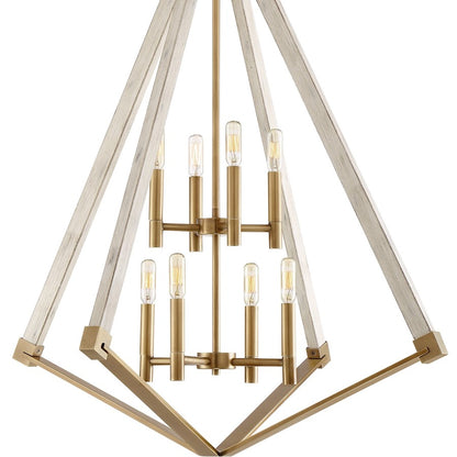 Quoizel 8 Light View Point Foyer Piece, Weathered Brass