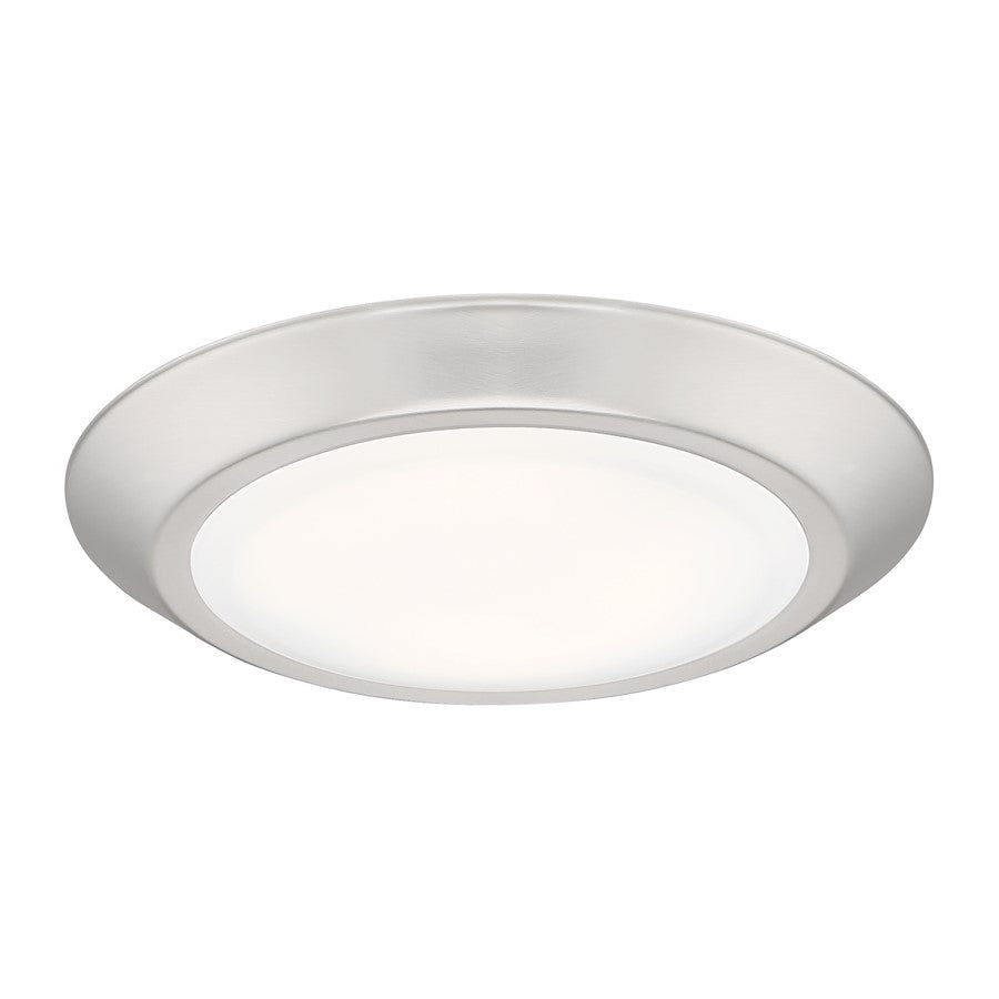 Quoizel Verge 8in 1-Light LED Flush Mount | Modern Brushed Nickel and White Acrylic | Hallway & Bathroom Ceiling Light | Model VRG1608BN
