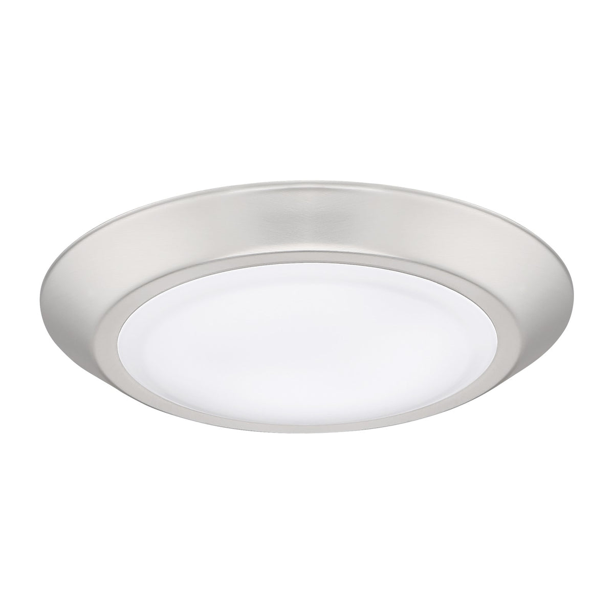 Quoizel Verge 8in 1-Light LED Flush Mount | Modern Brushed Nickel and White Acrylic | Hallway & Bathroom Ceiling Light | Model VRG1608BN