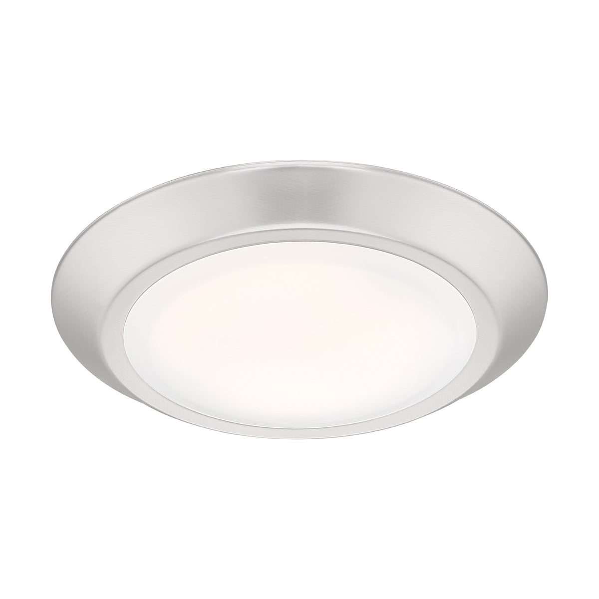 Quoizel Verge 8in 1-Light LED Flush Mount | Modern Brushed Nickel and White Acrylic | Hallway & Bathroom Ceiling Light | Model VRG1608BN