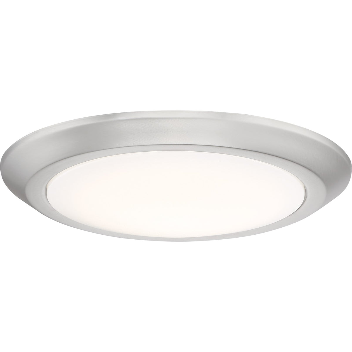 Quoizel Verge 12in 1-Light LED Flush Mount | Modern Brushed Nickel and White Acrylic | Bedroom & Hallway Ceiling Light | Model VRG1612BN