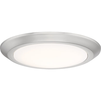 Quoizel Verge 12in 1-Light LED Flush Mount | Modern Brushed Nickel and White Acrylic | Bedroom & Hallway Ceiling Light | Model VRG1612BN
