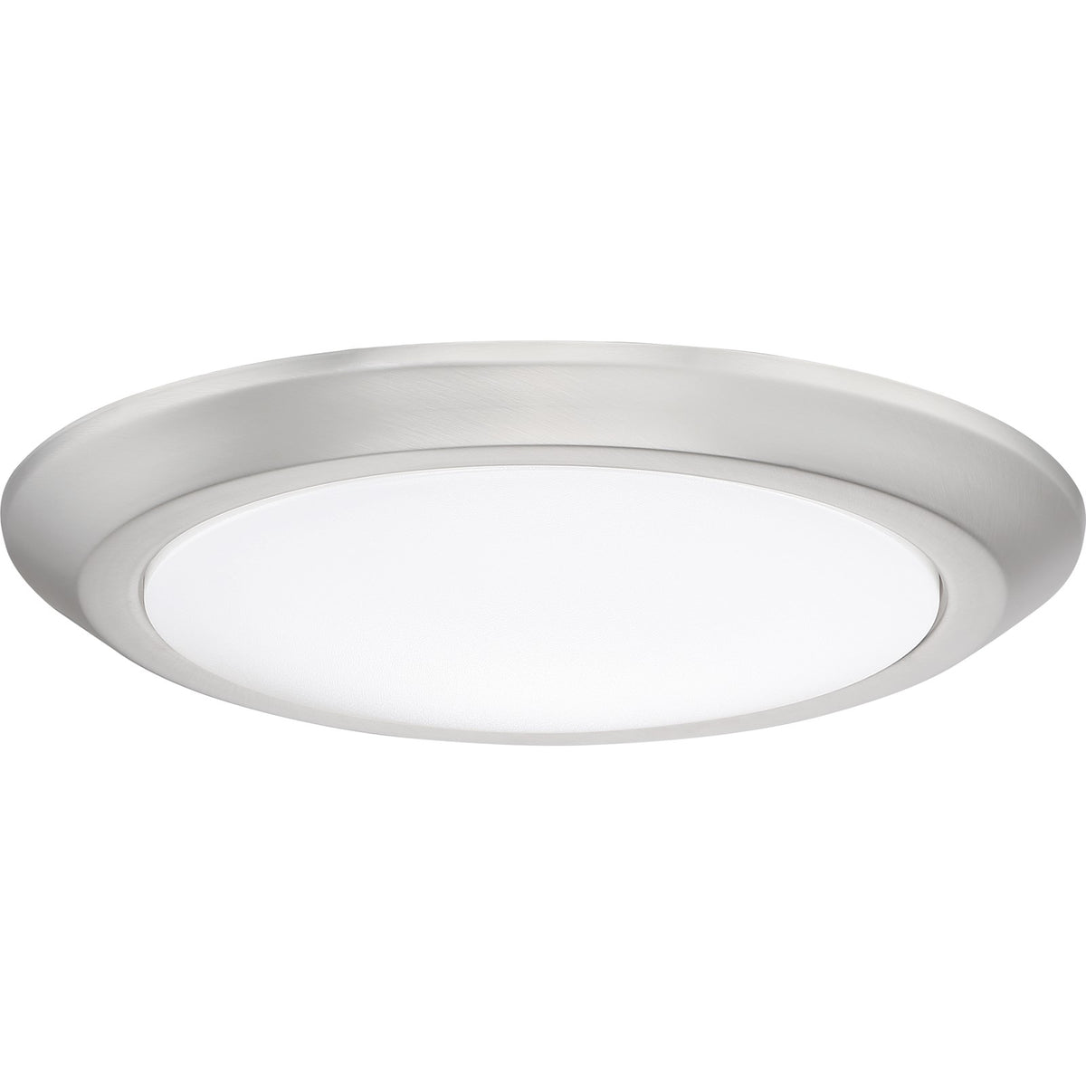 Quoizel Verge 12in 1-Light LED Flush Mount | Modern Brushed Nickel and White Acrylic | Bedroom & Hallway Ceiling Light | Model VRG1612BN