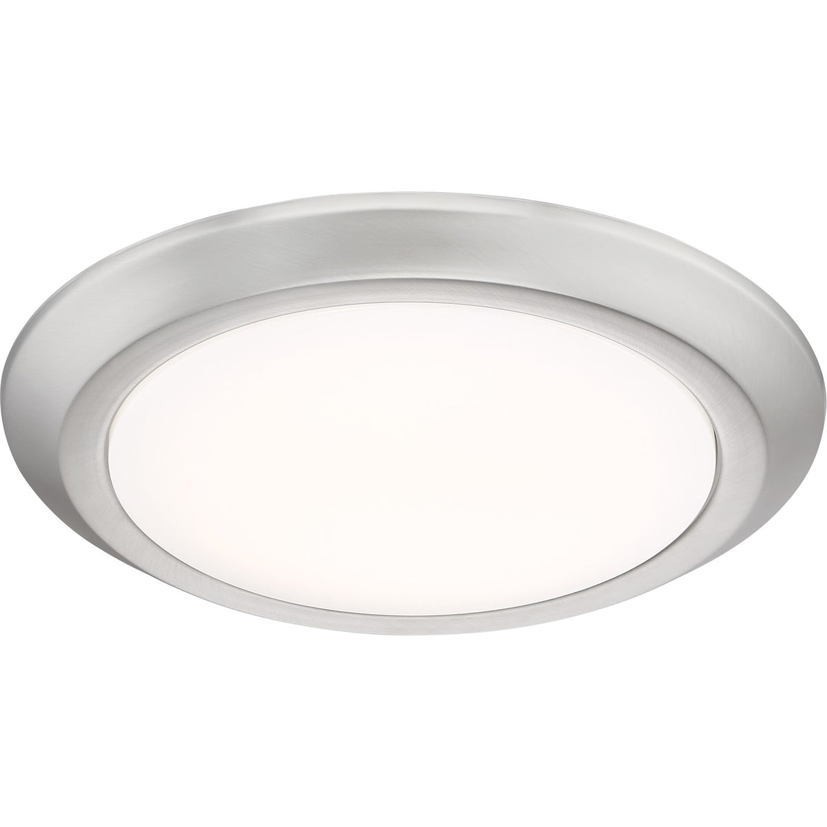 Quoizel Verge 12in 1-Light LED Flush Mount | Modern Brushed Nickel and White Acrylic | Bedroom & Hallway Ceiling Light | Model VRG1612BN