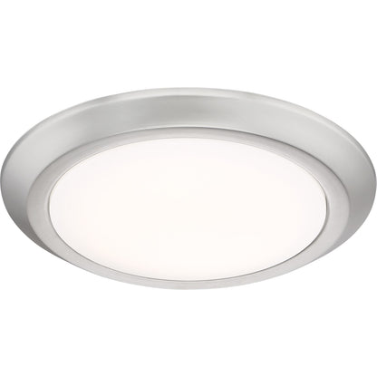 Quoizel Verge 12in 1-Light LED Flush Mount | Modern Brushed Nickel and White Acrylic | Bedroom & Hallway Ceiling Light | Model VRG1612BN