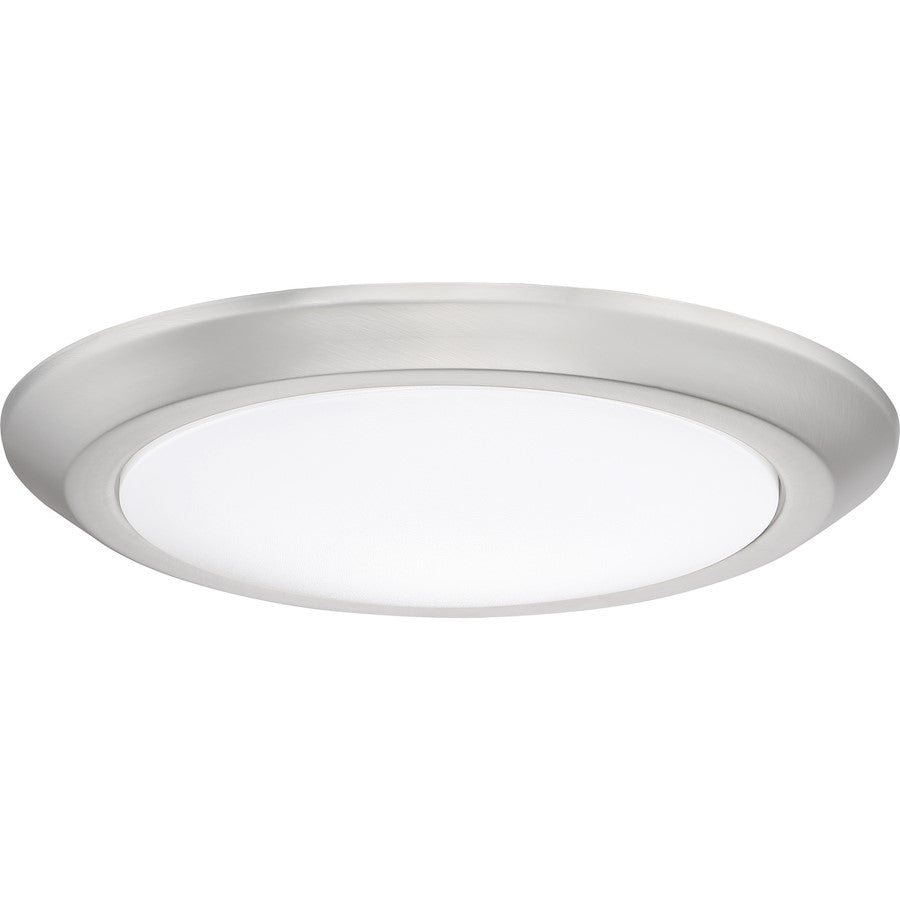 Quoizel Verge 12in 1-Light LED Flush Mount | Modern Brushed Nickel and White Acrylic | Bedroom & Hallway Ceiling Light | Model VRG1612BN
