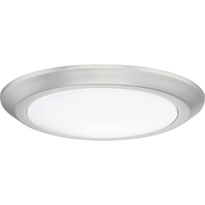 Quoizel Verge 12in 1-Light LED Flush Mount | Modern Brushed Nickel and White Acrylic | Bedroom & Hallway Ceiling Light | Model VRG1612BN