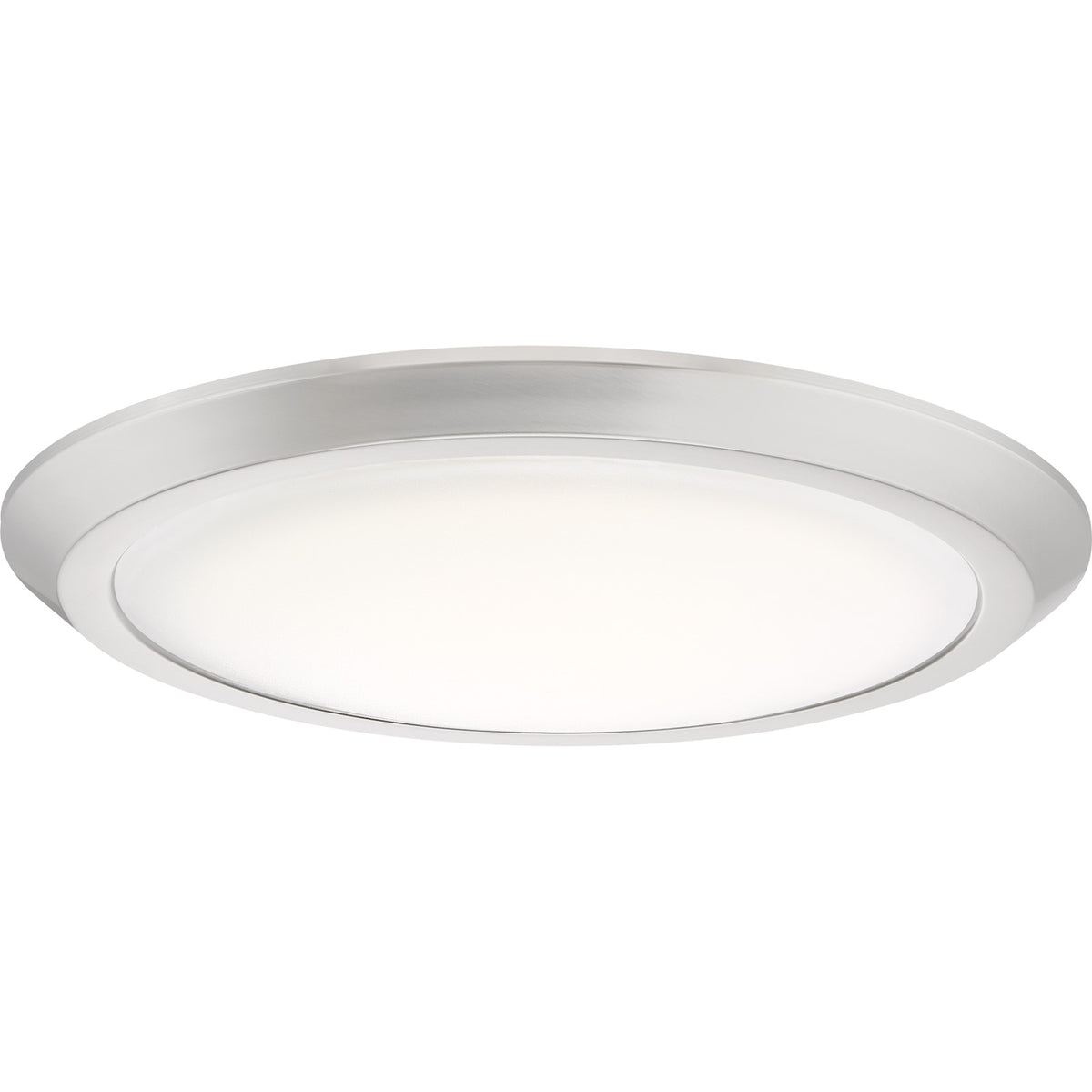 Quoizel Verge 16in LED Flush Mount | Modern Brushed Nickel Steel and White Acrylic | Hallway & Bedroom Ceiling Light | Model VRG1616BN