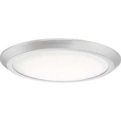 Quoizel Verge 16in LED Flush Mount | Modern Brushed Nickel Steel and White Acrylic | Hallway & Bedroom Ceiling Light | Model VRG1616BN
