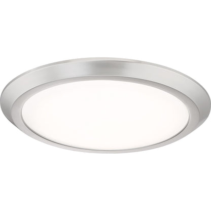 Quoizel Verge 16in LED Flush Mount | Modern Brushed Nickel Steel and White Acrylic | Hallway & Bedroom Ceiling Light | Model VRG1616BN