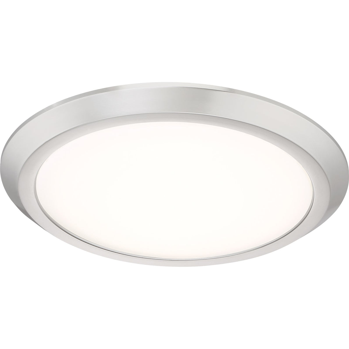 Quoizel Verge 16in LED Flush Mount | Modern Brushed Nickel Steel and White Acrylic | Hallway & Bedroom Ceiling Light | Model VRG1616BN