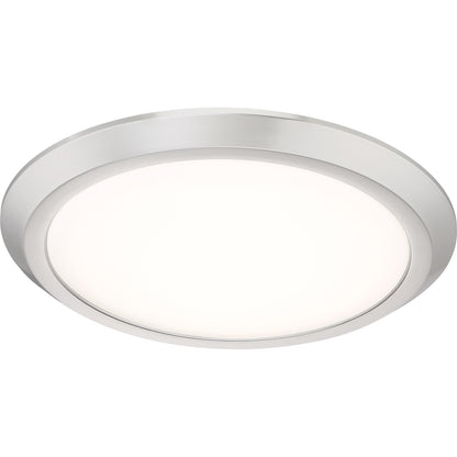 Quoizel Verge 16in LED Flush Mount | Modern Brushed Nickel Steel and White Acrylic | Hallway & Bedroom Ceiling Light | Model VRG1616BN
