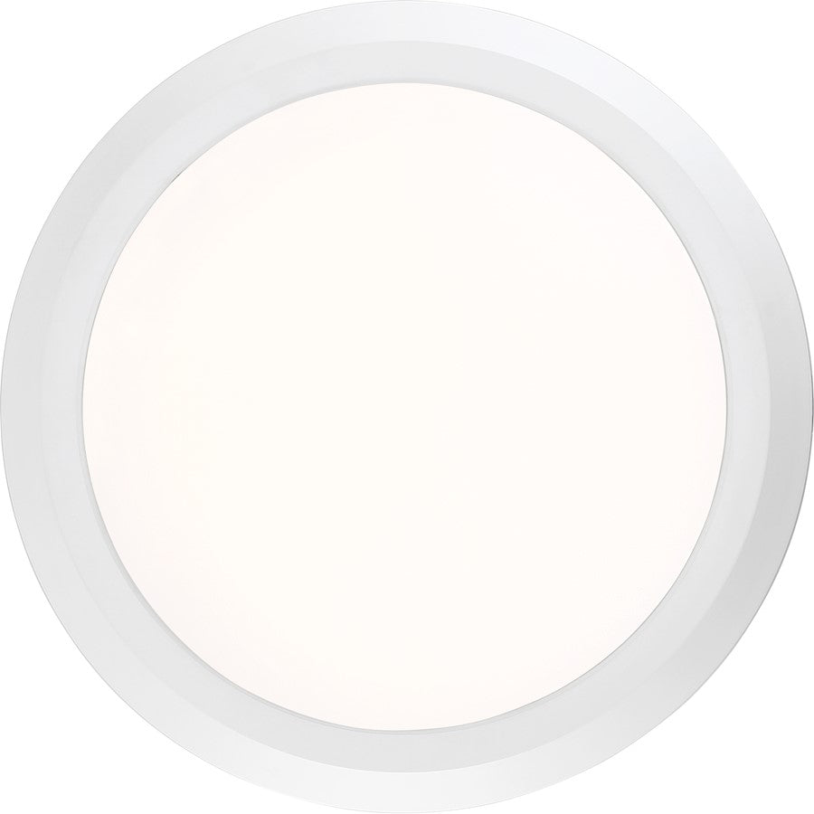 Quoizel Verge 16in LED Flush Mount | Modern Matte White Steel and White Acrylic | Bedroom & Hallway Ceiling Light | 16 x 16 x 2 in | Model VRG1616W