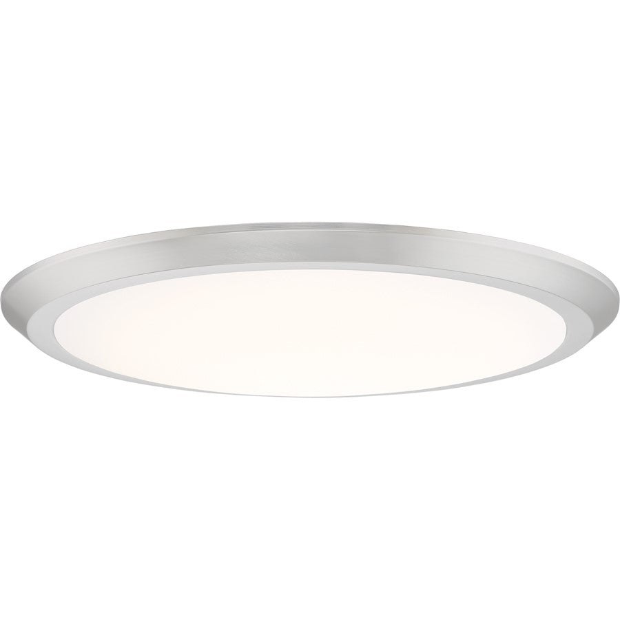 Quoizel Verge 20in LED Flush Mount | Modern Brushed Nickel Steel and White Acrylic | Bedroom & Hallway Ceiling Light | Model VRG1620BN