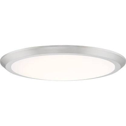 Quoizel Verge 20in LED Flush Mount | Modern Brushed Nickel Steel and White Acrylic | Bedroom & Hallway Ceiling Light | Model VRG1620BN