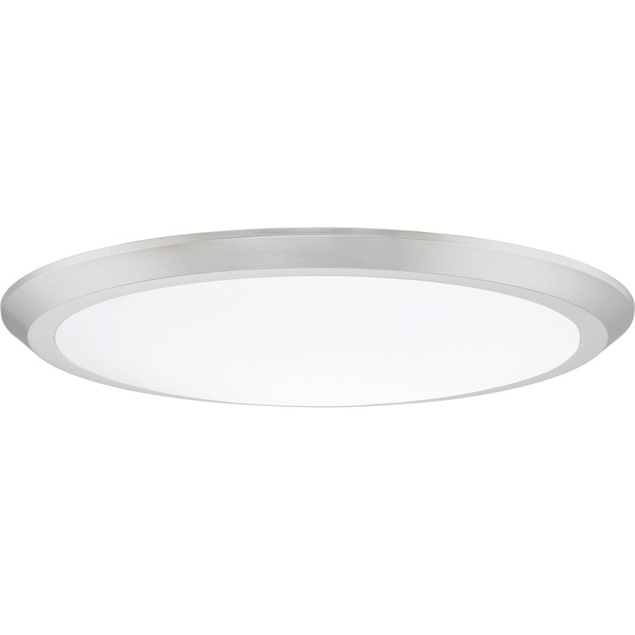 Quoizel Verge 20in LED Flush Mount | Modern Brushed Nickel Steel and White Acrylic | Bedroom & Hallway Ceiling Light | Model VRG1620BN
