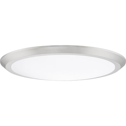 Quoizel Verge 20in LED Flush Mount | Modern Brushed Nickel Steel and White Acrylic | Bedroom & Hallway Ceiling Light | Model VRG1620BN