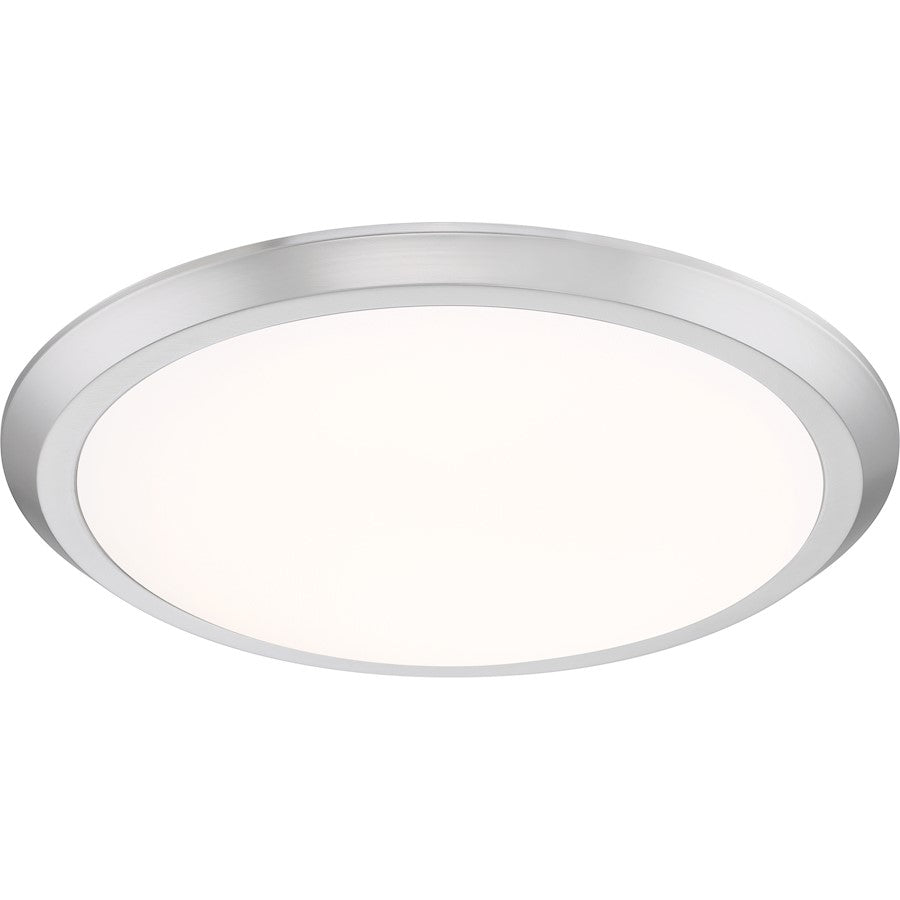 Quoizel Verge 20in LED Flush Mount | Modern Brushed Nickel Steel and White Acrylic | Bedroom & Hallway Ceiling Light | Model VRG1620BN