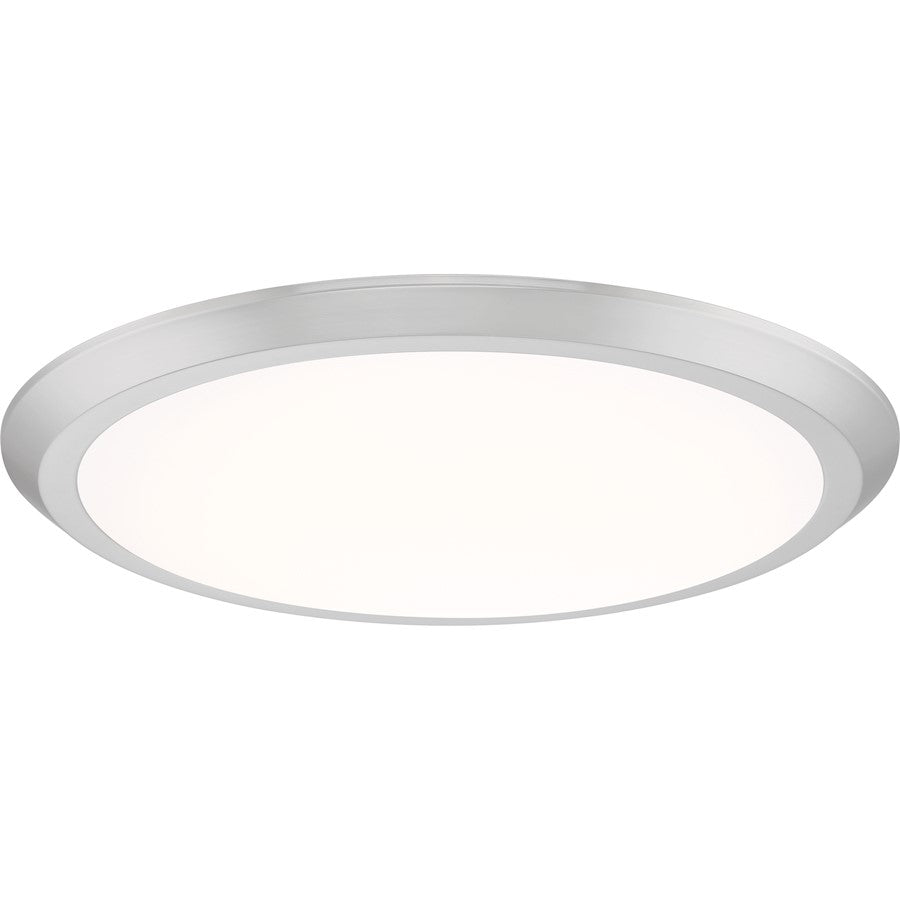 Quoizel Verge 20in LED Flush Mount | Modern Brushed Nickel Steel and White Acrylic | Bedroom & Hallway Ceiling Light | Model VRG1620BN