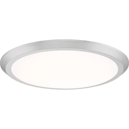 Quoizel Verge 20in LED Flush Mount | Modern Brushed Nickel Steel and White Acrylic | Bedroom & Hallway Ceiling Light | Model VRG1620BN