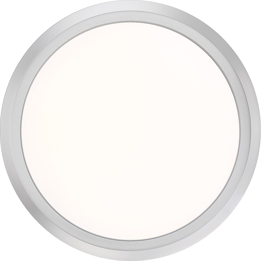 Quoizel Verge 20in LED Flush Mount | Modern Brushed Nickel Steel and White Acrylic | Bedroom & Hallway Ceiling Light | Model VRG1620BN