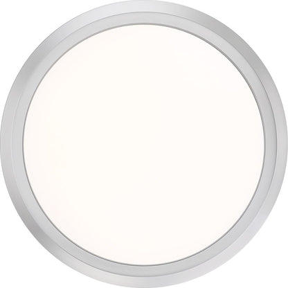 Quoizel Verge 20in LED Flush Mount | Modern Brushed Nickel Steel and White Acrylic | Bedroom & Hallway Ceiling Light | Model VRG1620BN