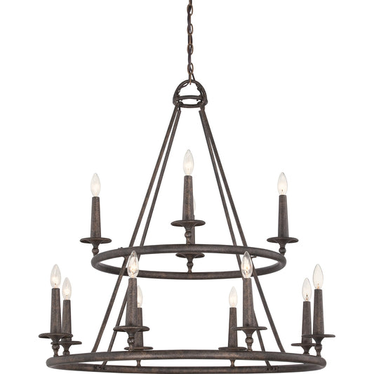 Quoizel Voyager 36in 12-Light Chandelier | Moorish Spanish Malaga Steel | Dining Room & Foyer | 36 x 36 x 36 in | Model VYR5012ML