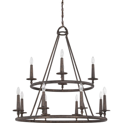 Quoizel Voyager 36in 12-Light Chandelier | Moorish Spanish Malaga Steel | Dining Room & Foyer | 36 x 36 x 36 in | Model VYR5012ML