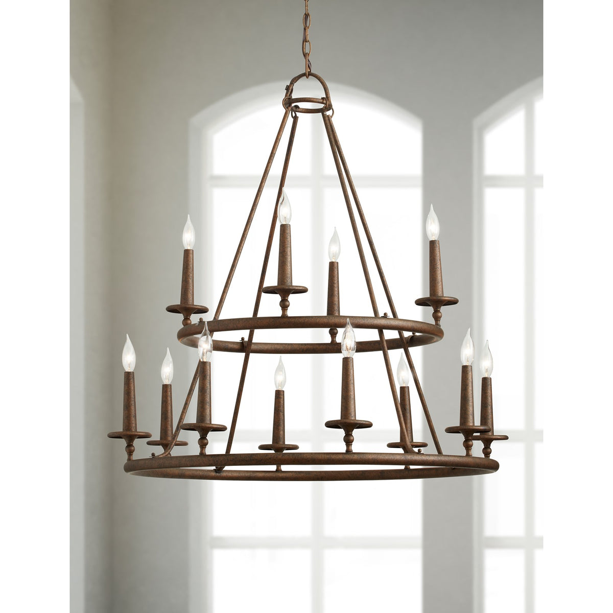 Quoizel Voyager 36in 12-Light Chandelier | Moorish Spanish Malaga Steel | Dining Room & Foyer | 36 x 36 x 36 in | Model VYR5012ML