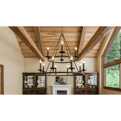 Quoizel Voyager 36in 12-Light Chandelier | Moorish Spanish Malaga Steel | Dining Room & Foyer | 36 x 36 x 36 in | Model VYR5012ML
