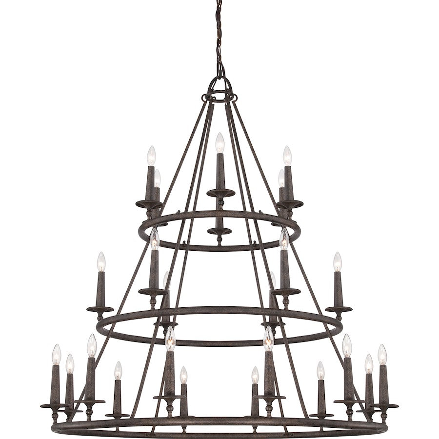 Quoizel Voyager 48in 24-Light Chandelier | Moorish Spanish Malaga Steel | Grand Foyer & Dining Room | 48 x 48 x 52 in | Model VYR5024ML