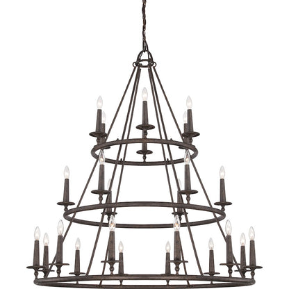 Quoizel Voyager 48in 24-Light Chandelier | Moorish Spanish Malaga Steel | Grand Foyer & Dining Room | 48 x 48 x 52 in | Model VYR5024ML