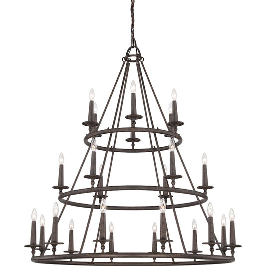 Quoizel Voyager 48in 24-Light Chandelier | Moorish Spanish Malaga Steel | Grand Foyer & Dining Room | 48 x 48 x 52 in | Model VYR5024ML