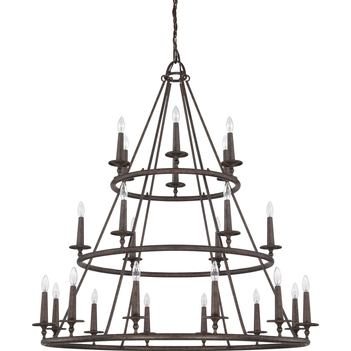Quoizel Voyager 48in 24-Light Chandelier | Moorish Spanish Malaga Steel | Grand Foyer & Dining Room | 48 x 48 x 52 in | Model VYR5024ML