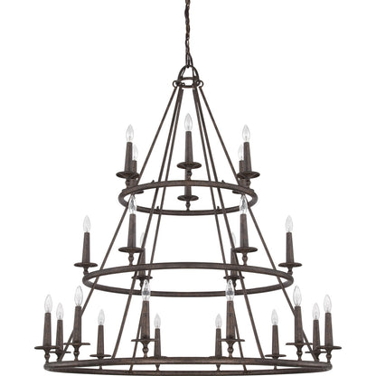 Quoizel Voyager 48in 24-Light Chandelier | Moorish Spanish Malaga Steel | Grand Foyer & Dining Room | 48 x 48 x 52 in | Model VYR5024ML