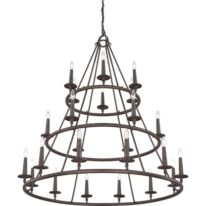 Quoizel Voyager 48in 24-Light Chandelier | Moorish Spanish Malaga Steel | Grand Foyer & Dining Room | 48 x 48 x 52 in | Model VYR5024ML
