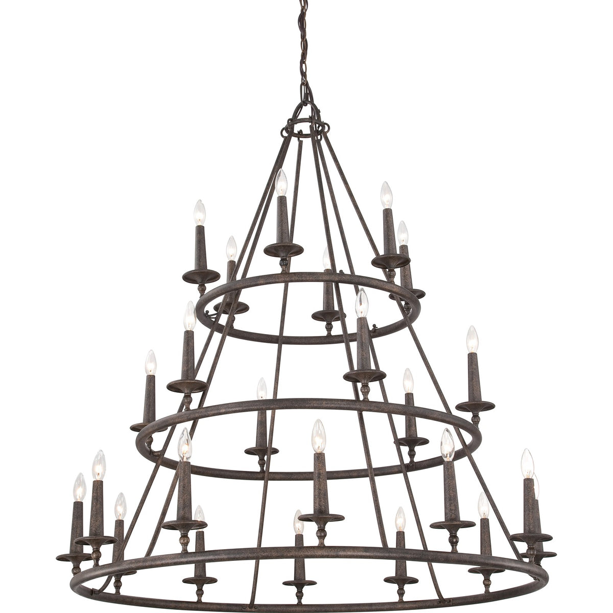 Quoizel Voyager 48in 24-Light Chandelier | Moorish Spanish Malaga Steel | Grand Foyer & Dining Room | 48 x 48 x 52 in | Model VYR5024ML